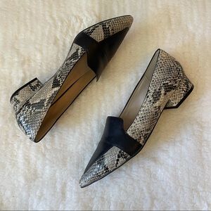 Cole Haan Black Leather Snakeskin Loafers - size 6